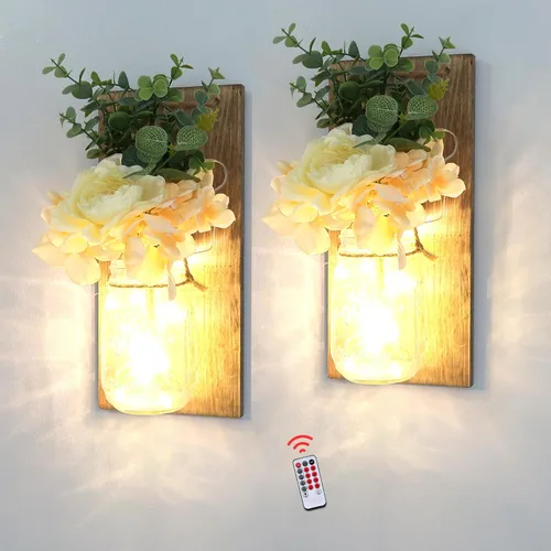 Miniatura 17 de Decoración rústica de madera para colgar en la pared con tira de luces LED para sala de estar y dormitorio modernos, estilo campestre inspirador