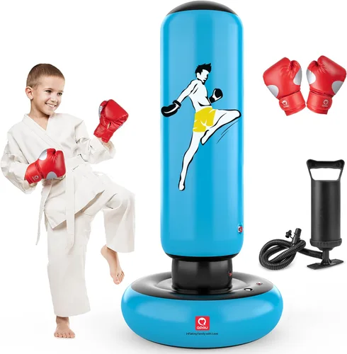 Miniatura 9 de QPAU Kids Punching Bag Toy with Boxing Gloves, 66 Inch Larger Stable Kids Inflatable Boxing Bag Set, Gifts for Boys & Girls Age 6-12, for Practicing