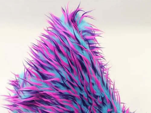 Miniatura 5 de Tela de piel sintética de pelo largo, 3 tonos, color turquesa, morado, fucsia, 60 pulgadas de ancho, vendido por yarda