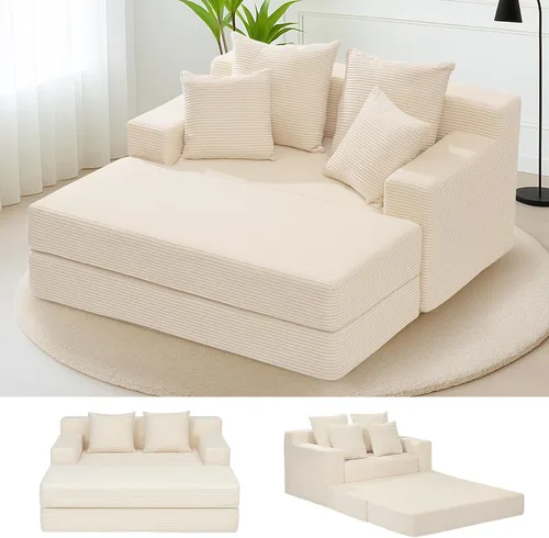 Miniatura 25 de cidludto Sofá cama convertible 3 en 1, sofá cama plegable plegable – Sofá cama sin hueso y futón en el suelo, sofá cama extraíble de pana con 4 Gris