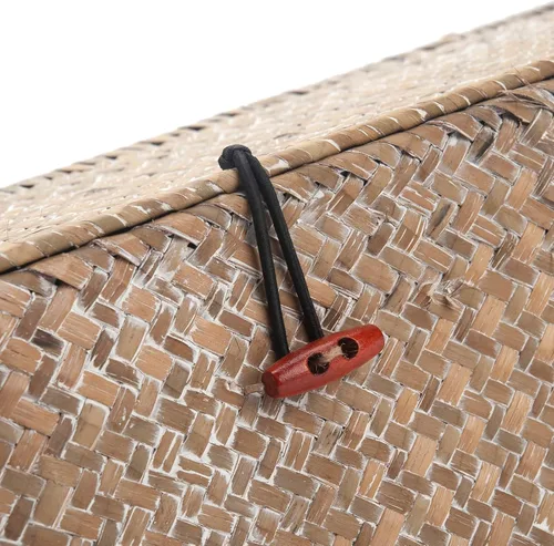 Miniatura 5 de Cesta de Almacenamiento de Seagrass Blanqueado con Tapa Tejida para Rollos de Papel Higiénico con Secciones Rectangular para Organizar Snacks