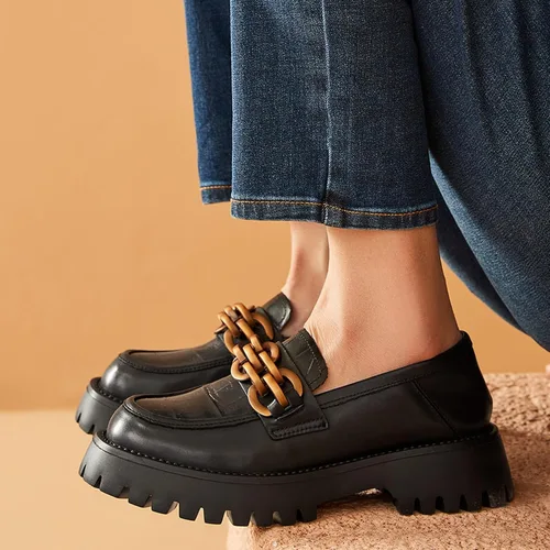 Miniatura 2 de Beautoday - Mocasines de plataforma para mujer, mocasines gruesos para mujer, suela de talón grueso, mocasines con punta redonda, zapatos de trabajo