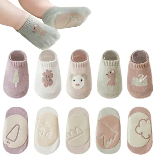 Calcetines de suelo para bebé con empuñaduras antideslizantes para niños pequeños recién nacidos, antideslizantes, unisex, para niño y niña,