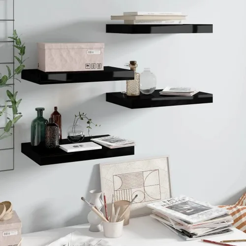 Miniatura 32 de Estantes flotantes de pared, juego de 4 estantes decorativos para montar en la pared, estante colgante con soportes invisibles para decoración