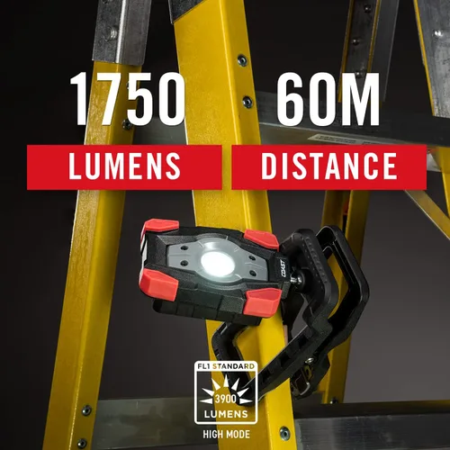 Miniatura 2 de Coast CL20R 1750 lúmenes recargable de doble potencia giratoria LED abrazadera magnética luz con haz de inundación gran angular, negro/rojo