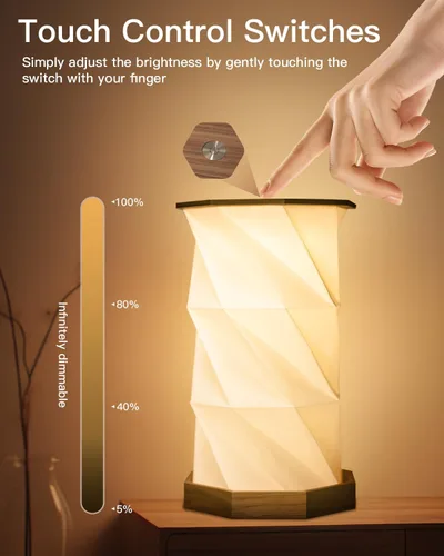 Miniatura 2 de JTT Lámpara de mesa recargable portátil pequeña Lámpara de escritorio inalámbrica LED Luces de noche regulables sin escalones Lámpara de papel