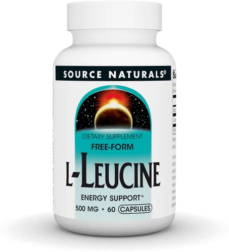 Source Naturals L-leucina, un suplemento de aminoácidos esenciales de forma libre para apoyo energético*, 500 mg - 60 cápsulas