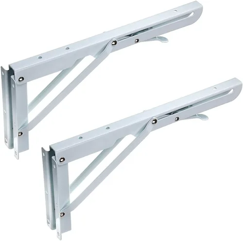 Sumnacon - Soportes plegables y resistentes para estantería, escuadras de metal macizas, soportes plegables para estante, 2 unidades de soportes con