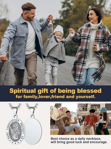 Miniatura 88 de U7 Saint Benedict/Michael Medal Necklace, 316L Stainless Steel Virgin Mary Necklace for Men Women, Bible Verse Protection Necklace Catholic