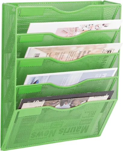 Miniatura 33 de EASEPRES Organizador de archivos de malla de 3 bolsillos para colgar en la pared, carpeta de papel para correo montada en la pared, organizador
