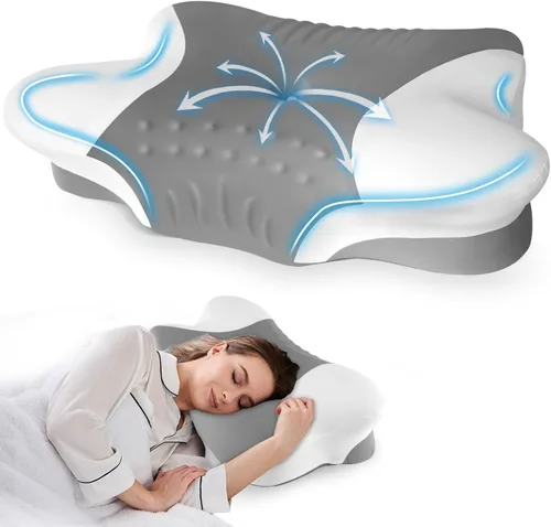Miniatura 8 de Almohada cervical para el cuello para dormir de lado, almohadas de espuma viscoelástica, soporte ergonómico para el cuello para aliviar el dolor