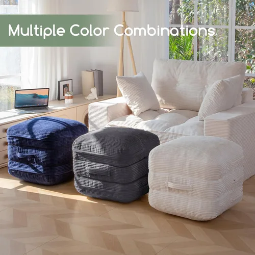 Miniatura 9 de HIGOGOGO Puf otomano de relleno cuadrado moderno relleno de espuma pufs de 20 x 18 pulgadas, otomanos modulares separados en cojines de suelo