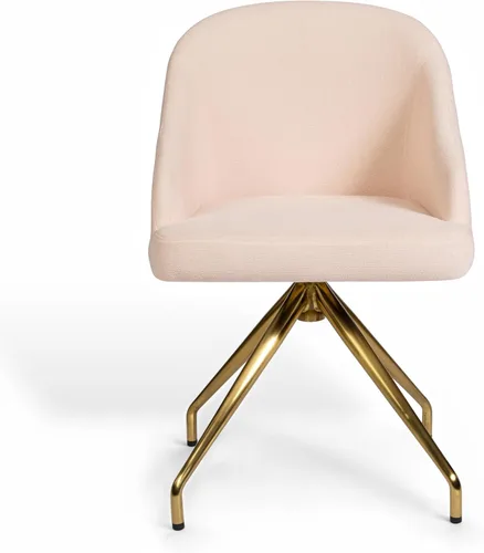 Miniatura 12 de Martha Stewart Sora Silla de Trabajo Giratoria Fija con Brazos Inclinados para Oficina en Casa en Tela Conch Shell con Marco de Latón Pulido