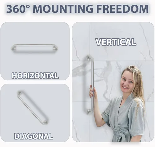 Miniatura 7 de Barra de agarre para bañera ducha – 1.5 pulgadas de diámetro / Escaleras cama inodoro baño / asistencia de soporte y barandilla de seguridad / acero