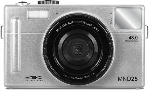 Miniatura 6 de Minolta Cámara digital de enfoque automático de 48 MP con espejo selfie, video 4K Ultra HD, zoom digital de 16x, LCD de 3.0 pulgadas, detección