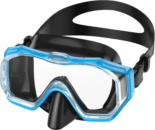 WSTOO Adults Swim Goggles with Nose Cover to Prevent Water Inhaling, Anti-Fog Swimming Mask for Youth Men Women Negro azul