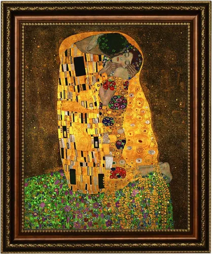 ELITEART -El beso de Gustav Klimt Giclée impresiones en lienzo artístico, tamaño marcado: 20 3/16 pulgadas x 24 3/16 pulgadas