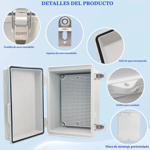Miniatura 3 de Caja Eléctrica Impermeable para Exteriores Caja de Conexiones Resistente a la Intemperie IP67 Carcasa de Plástico ABS Caja de Proyecto para Gris