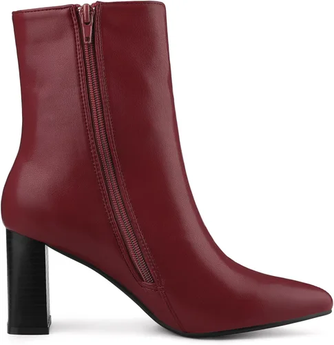 Miniatura 7 de Allegra K Botines de tacón grueso con punta puntiaguda para mujer
