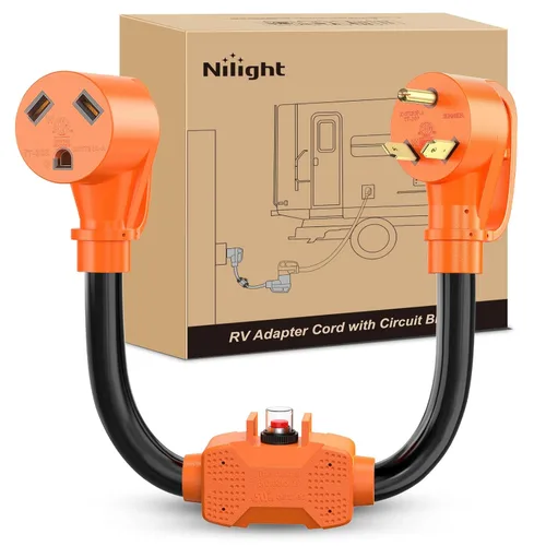 Miniatura 44 de Nilight - 50033R Adaptador de enchufe RV de 18 pulgadas, 50 amperios a 30 amperios, adaptador eléctrico de Dogbone de alta resistencia con mango 115G