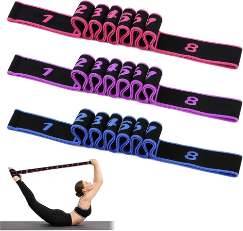 Miniatura 10 de Bandas de resistencia de fitness con asas, banda de resistencia para ejercicios de estiramiento y yoga, ejercicio de tirador de moda, bandas