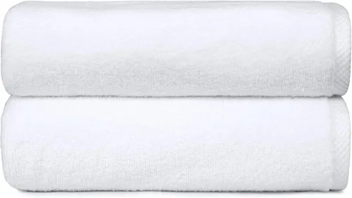 Miniatura 2 de Amazon Basics 2 toallas de baño de gran tamaño de secado rápido, 100% algodón, color blanco, de 62 x 30 pulgadas