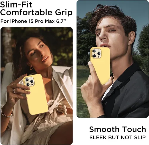 Miniatura 2 de Compatible con Funda para iPhone 15 Pro Max, Funda de Silicona Líquida, Cubierta Protectora Resistente a Golpes de Cuerpo Completo Funda Delgada
