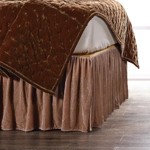 Miniatura 7 de HiEnd Accents Stella - Falda de cama de terciopelo de seda sintética, color negro, tamaño Queen, ropa de cama romántica moderna occidental