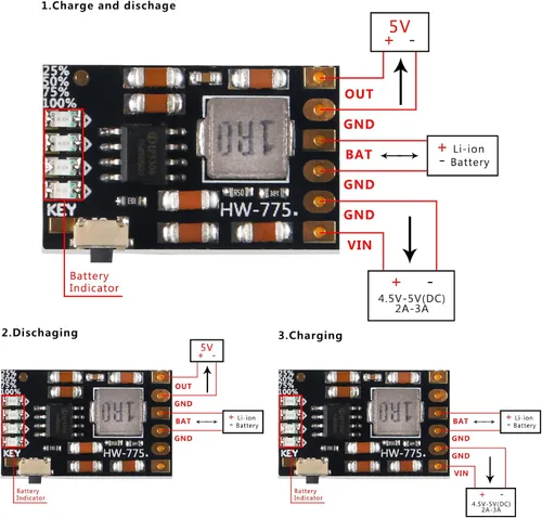 Miniatura 5 de 10 unids 2A 5V descarga de carga módulo integrado 3.7 V 4.2 V batería de litio Boost protección de energía móvil DIY módulo de placa PCB electrónico