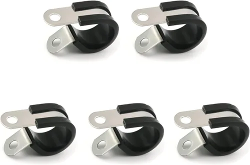 Miniatura 31 de MroMax Abrazadera de cable de 0.236 in de diámetro EDPM Abrazadera aislada acolchada de goma 304 Abrazadera de tubería de acero inoxidable 0.24 "R