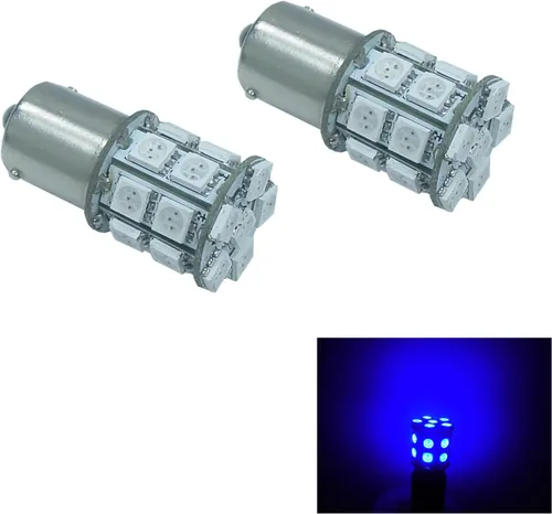 Miniatura 27 de PA 2 bombillas LED azules 13SMD 1156 para señal de giro, marcador lateral, respaldo de parada, luz trasera