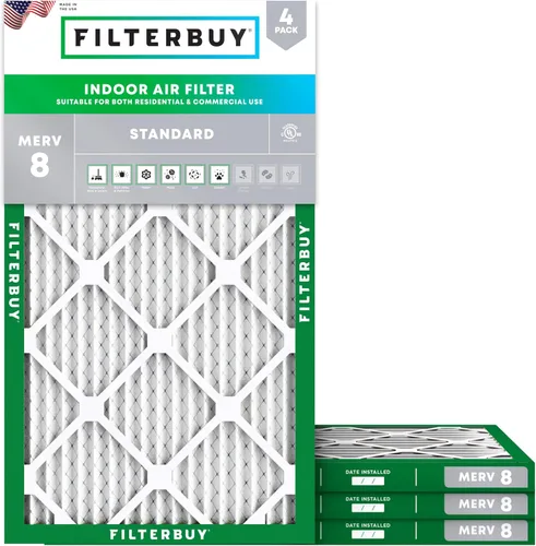 Miniatura 24 de Filterbuy - Filtro de aire de 20x20x1 MERV 8, Defensa Esencial contra el Polvo y las Alergias (paquete de 4), Filtros plisados electrostáticos