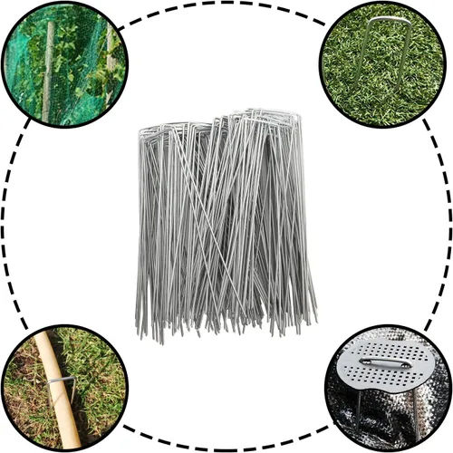 Miniatura 6 de LANIAKEA Estacas de jardín de metal de 8 pulgadas, paquete de 200 pasadores galvanizados para paisaje, estacas de paisaje resistentes para valla