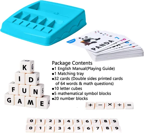 Miniatura 5 de Juguetes educativos de aprendizaje 2 en 1, juegos de letras y números a juego para niños y niñas, reconocimiento de palabras a la vista, tarjetas