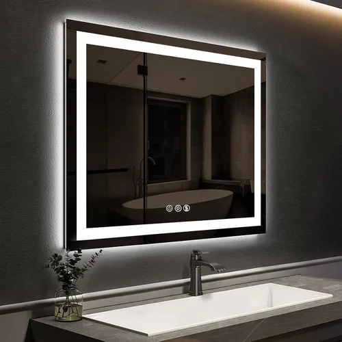 Miniatura 10 de ROOMTEC Espejo LED de 42 x 30 pulgadas para baño, retroiluminado, antiniebla, regulable, montaje vertical y horizontal