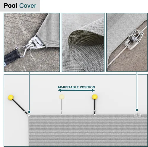 Miniatura 2 de ECOOPTS Cubierta de piscina de 8 x 8 pies para piscina enterrada, cubierta de seguridad rectangular para piscina de invierno con kit de herramientas