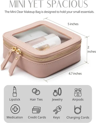 Miniatura 4 de Bolsa de maquillaje transparente Popvibe, estuche de cosméticos de viaje con cremallera, bolsa de aseo transparente con cremallera, organizador Malva