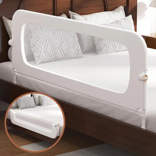 Miniatura 9 de FigTime Baranda de cama para niños pequeños, protector de baranda de cama de bebé para niños, barandas de cama para niños pequeños con ajuste de Gris