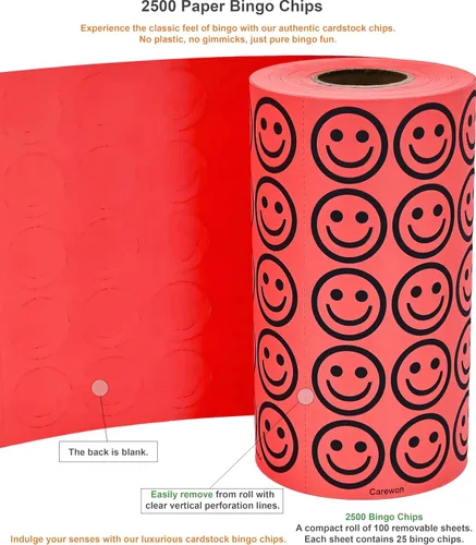 Miniatura 2 de 2500 fichas de bingo, rojo (1 de 3 colores), 3/4 pulgadas, fichas de conteo, contador de matemáticas, reutilizables o desechables
