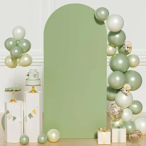 Miniatura 8 de FUHSY Cubierta de Soporte de Arco de 7.2 Pies Color Beige Ajustada Cubierta de Telón de Fondo de Arco de Boda Globo Chiara Paneles de Telón de Fondo