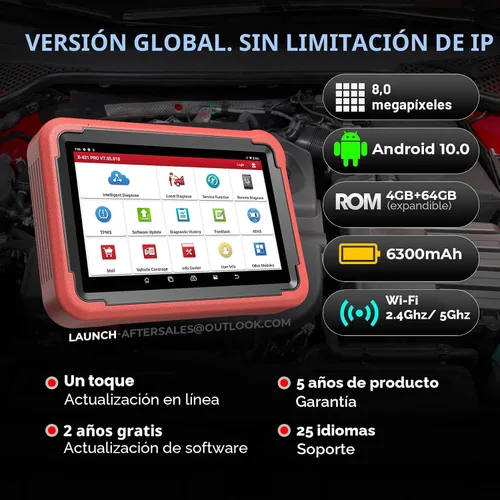Miniatura 9 de Launch X431 PROS V 5.0 2026 Herramienta de escaneo bidireccional Escáner de lanzamiento Bluetooth con conector DBSCar VII 38+ reinicio para todos