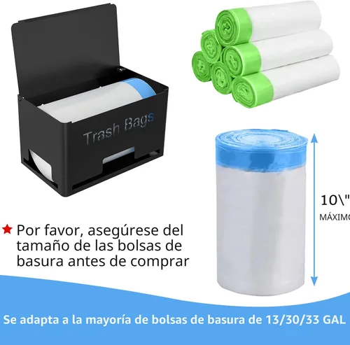 Miniatura 5 de STWWO Dispensador Grande para Bolsas de Basura, Dispensador de Bolsas de Basura de Metal con Soporte para Rollos, Organizador de Almacenamiento