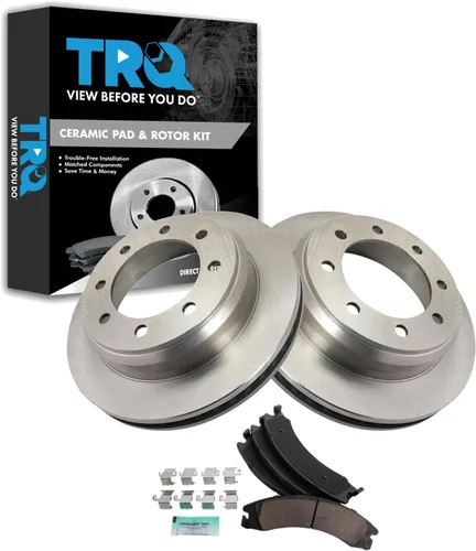 Miniatura 144 de TRQ Kit de rotor de freno trasero y pastillas de cerámica Posi premium compatible con camioneta Chevy GMC