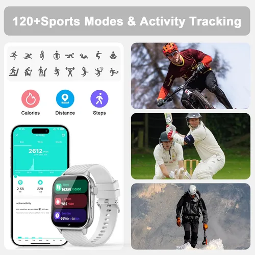 Miniatura 6 de Reloj inteligente para hombres y mujeres, 1.85 pulgadas AMOLED HD reloj de fitness con más de 120 modos deportivos, llamada Bluetooth, frecuencia