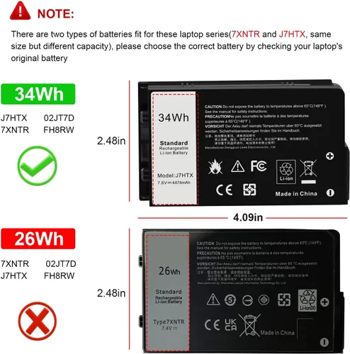 Miniatura 2 de 34Wh J7HTX - Batería de repuesto para laptop Dell Latitude 7202 7212 7220 Rugged Extreme Tablet T03H T03H002 T03H T03H003 Series 02JT7D 2JT7D J82G5