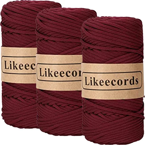 Miniatura 55 de Likeecords Cordón de macramé trenzado de poliéster de 0.157 in, 140 yardas/426 pies, hilo elástico para bolsa de ganchillo para manualidades, Verde