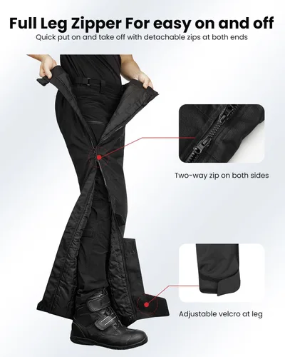 Miniatura 2 de ILM - Pantalones desmontables de motocicleta para invierno para hombre, blindados CE 2 con cremallera completa en las piernas, para clima frío