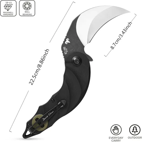 Miniatura 2 de Sitivien ST160 - Cuchillo plegable de bolsillo, hoja de acero K110 con mango G10, cuchillo de herramientas EDC para acampar al aire libre, Verde