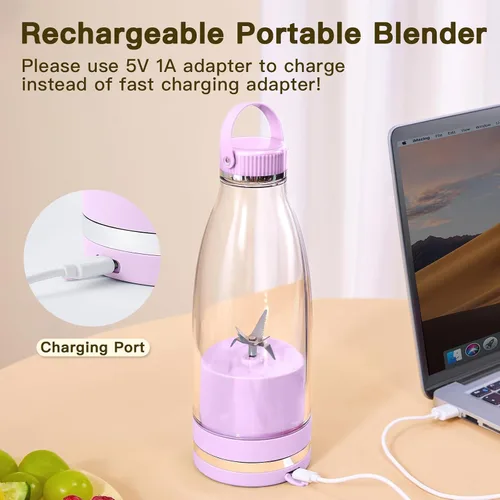 Miniatura 4 de Licuadora de batido de tamaño personal Exprimidor de 17 oz de gran capacidad USB-C recargable (verde oscuro)