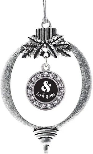 Miniatura 225 de Inspired Silver - Twin One - Adorno festivo de Navidad de plata - Adorno festivo de árbol de Navidad con dije de círculo y circonita cúbica
